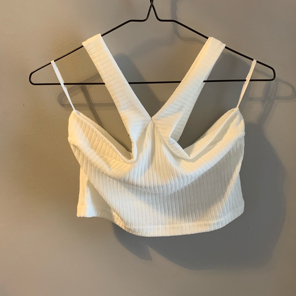 White cross strap tank top.